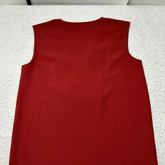 Uniqlo Women's Small V-Neck Drape Sleeveless Burgundy Red A-Line Dress Pullover - Picture 11 of 12